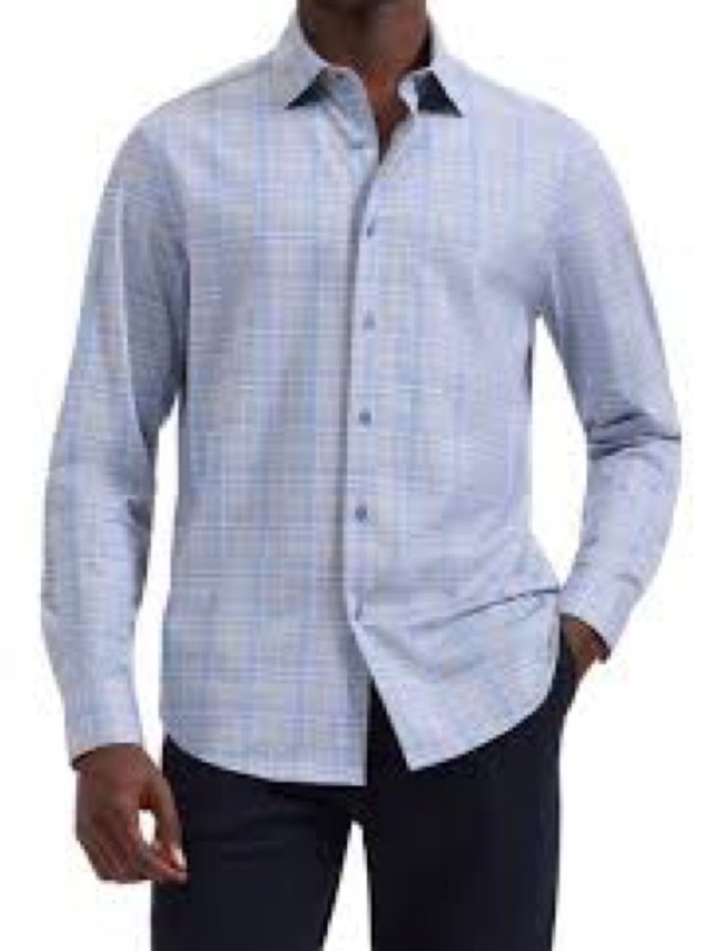 Boss Men's Blue Checked Button-Down Shirt